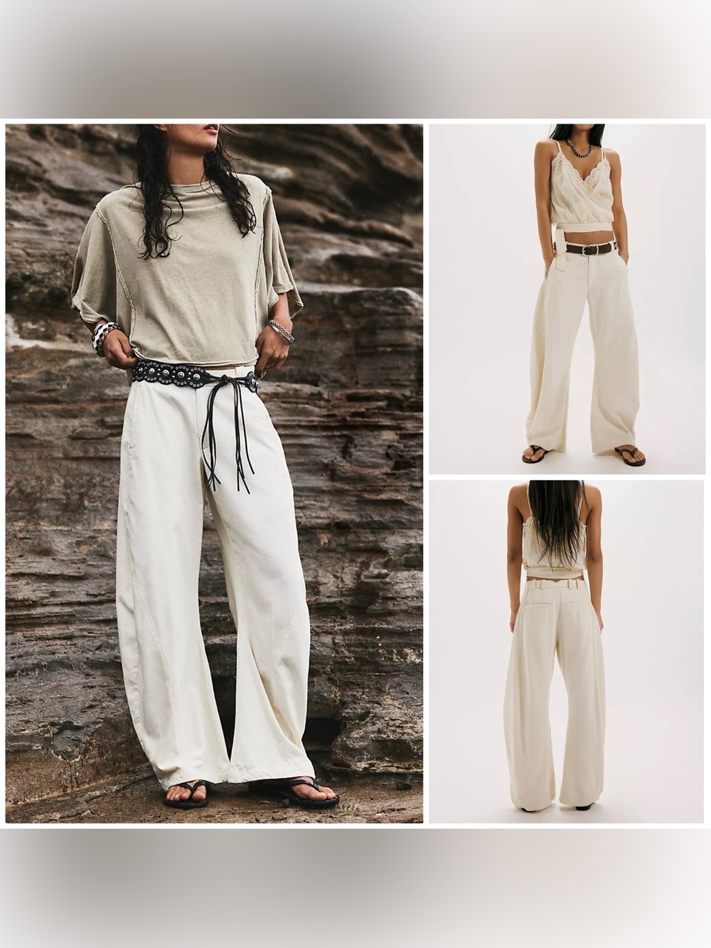 NWT Free People Spotlight Washed Chino Trousers - Tofu Cream - 6